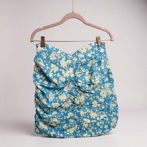 Mango Blue and White Bubble Mini Skirt